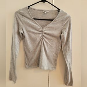 Divided women's gray long-sleeved crop top size small